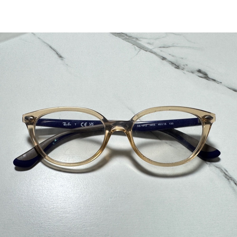 Ray-Ban RB 1612 3905 Kids Eyeglasses Honey Navy Blue Cat Eye Frames 46-15 130